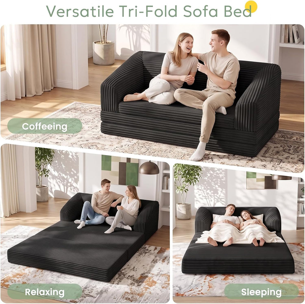 Convertible Sofa Bed, Boneless Loveseat Sleeper Folding Couch Bed with Backre...