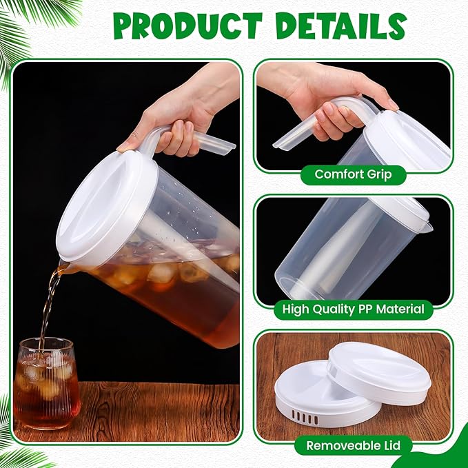 6 Pcs 4 Quart / 1 Gallon Plastic Pitchers