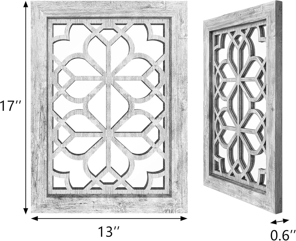 Set of 2 13x17 Inch Rectangular Shatterproof Decorative Wall Mirrors, Boho Fa...