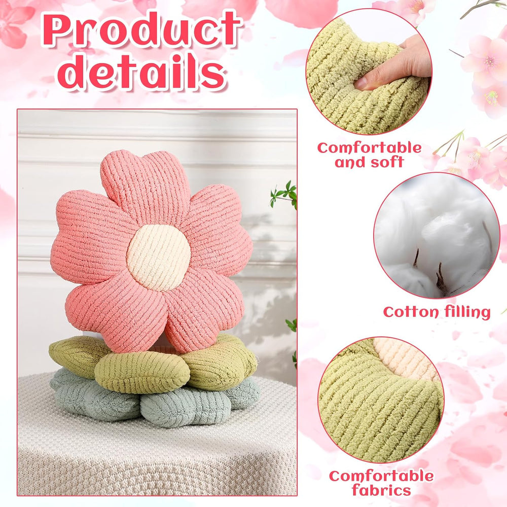 6 Pcs Flower Shaped Pillows, Daisy Floor Throw Pillows, Bright Color