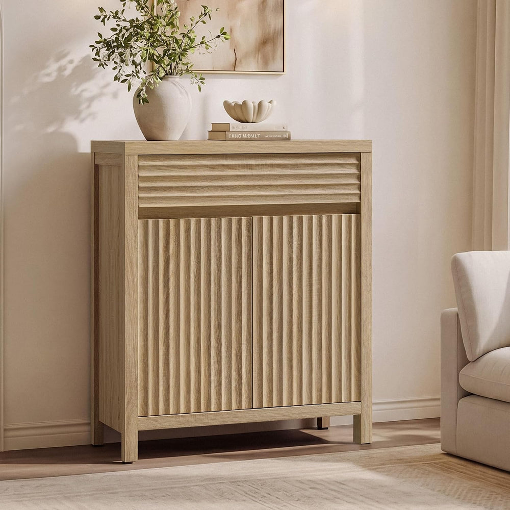 SICOTAS 29" Fluted Buffet Cabinet with Drawer, Modern Storage Cabinet | ...