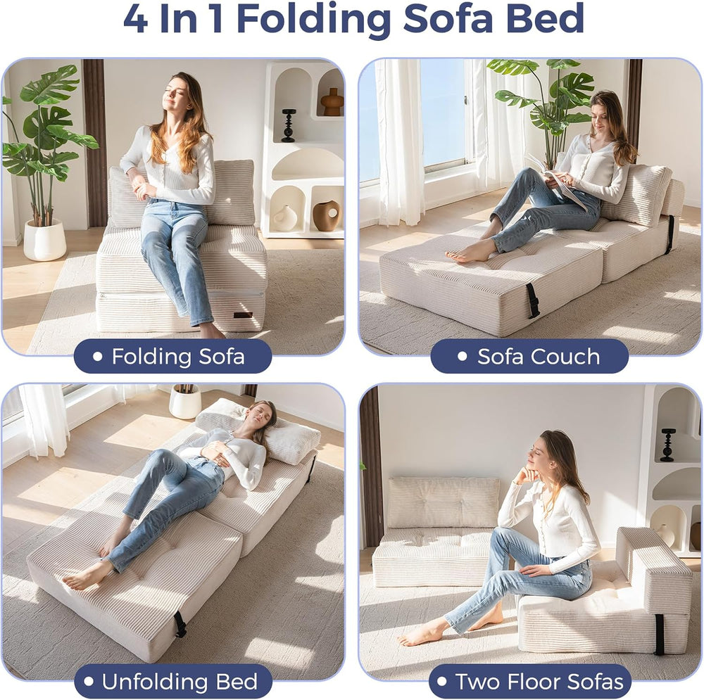 MAXYOYO Folding Sofa Bed, Convertible Chair Bed with Pillow