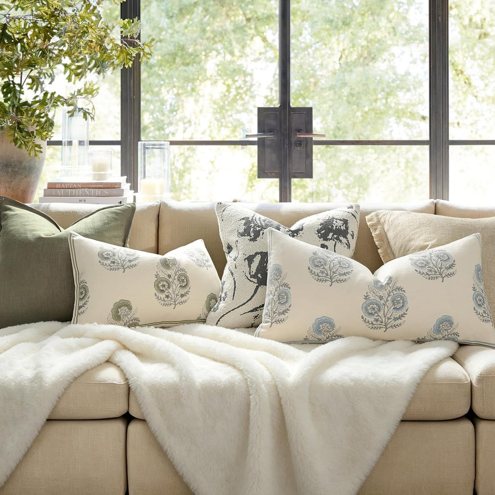 Vintage Floral 14x36 Lumbar Pillow Cover for Bed Pack of 1, Double-Sided Bota...