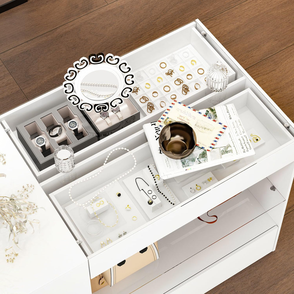 Glass Display Cabinet Closet Island, Glass Top Storage Cabinet for Retail, Co...