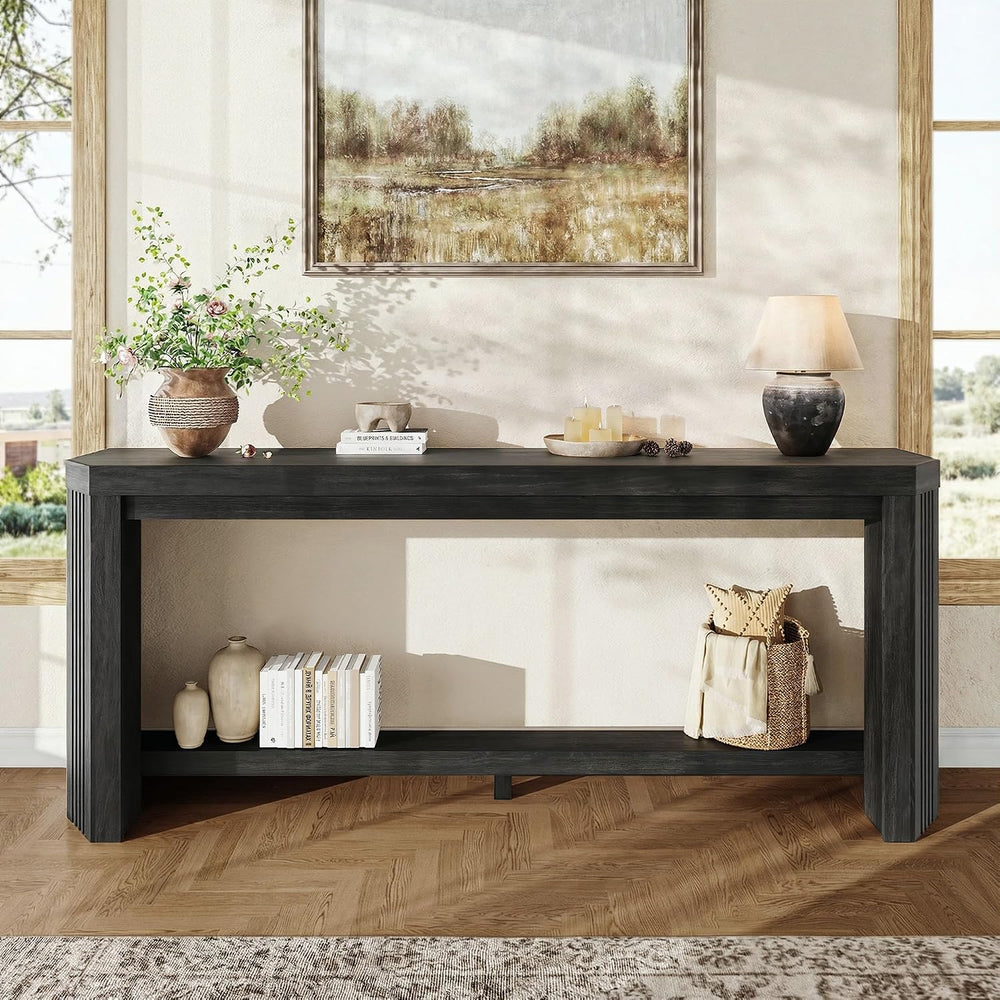 70" Console Table for Entryway, Narrow Long Sofa Table Behind Couch, Woo...