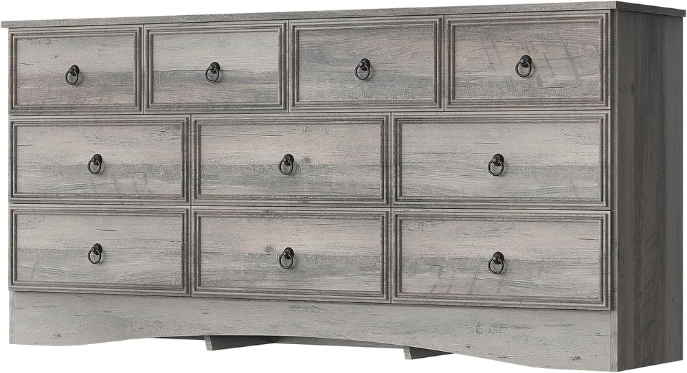 VVFLU 63โW Dressers for Bedroom, Grey Dresser with 10 Deep Drawer, Long Dress...