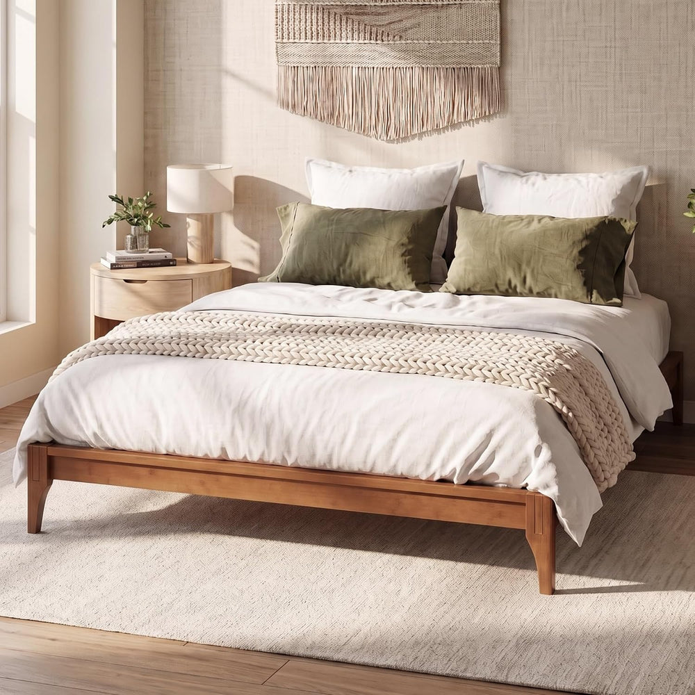 12 Inch Full Solid Bamboo Wood Platform Bed Frame with Wooden Slats