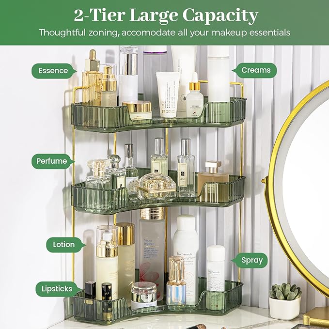Aveniee Corner Bathroom Counter Organizer, 3 Tier Makeup Perfume Storage