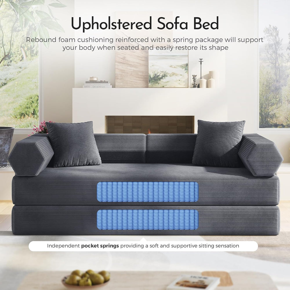 79" Convertible Sofa Bed, Boneless Couch for Living Room