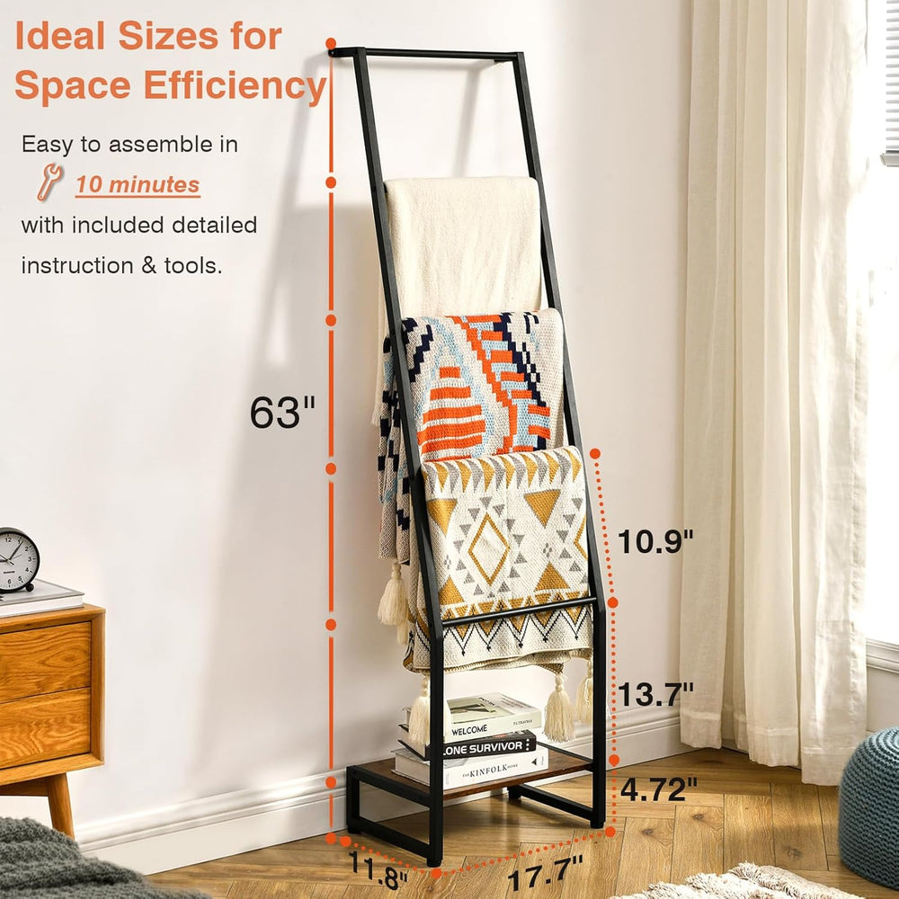 DGWJSU Blanket Ladder, 5 Tier Ladder Shelf,Wooden Blanket Ladders for Living ...