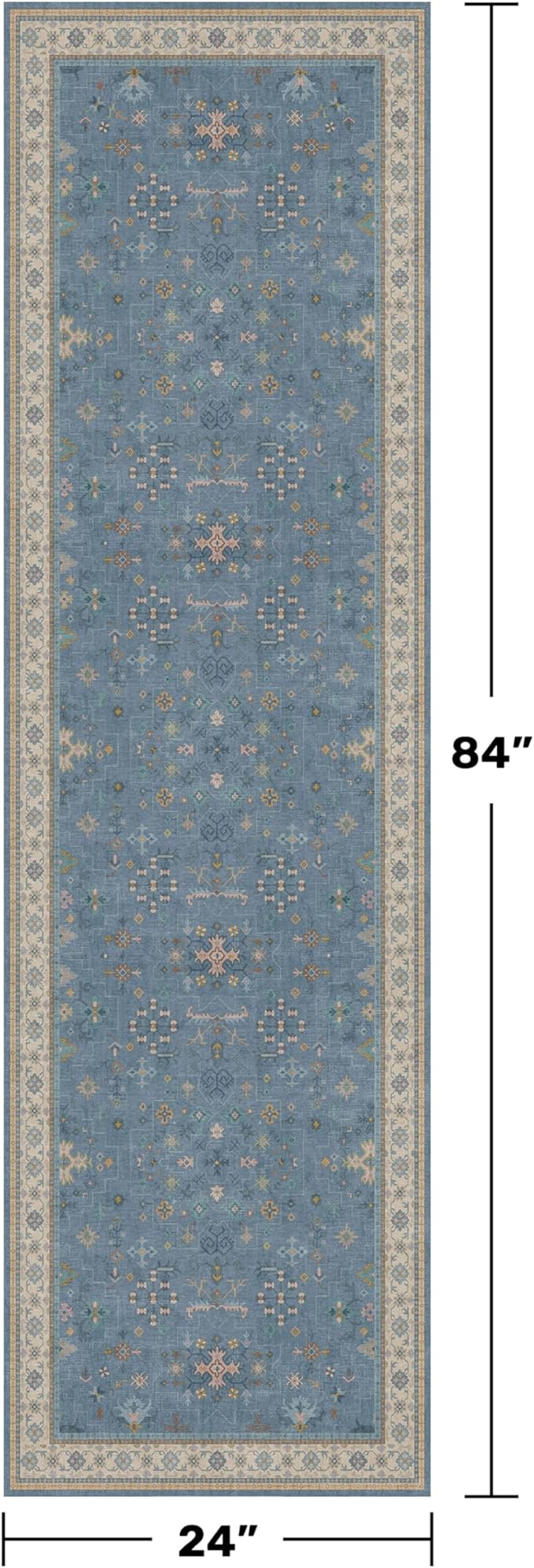 Light Blue 2x7 Washable Kitchen Runner