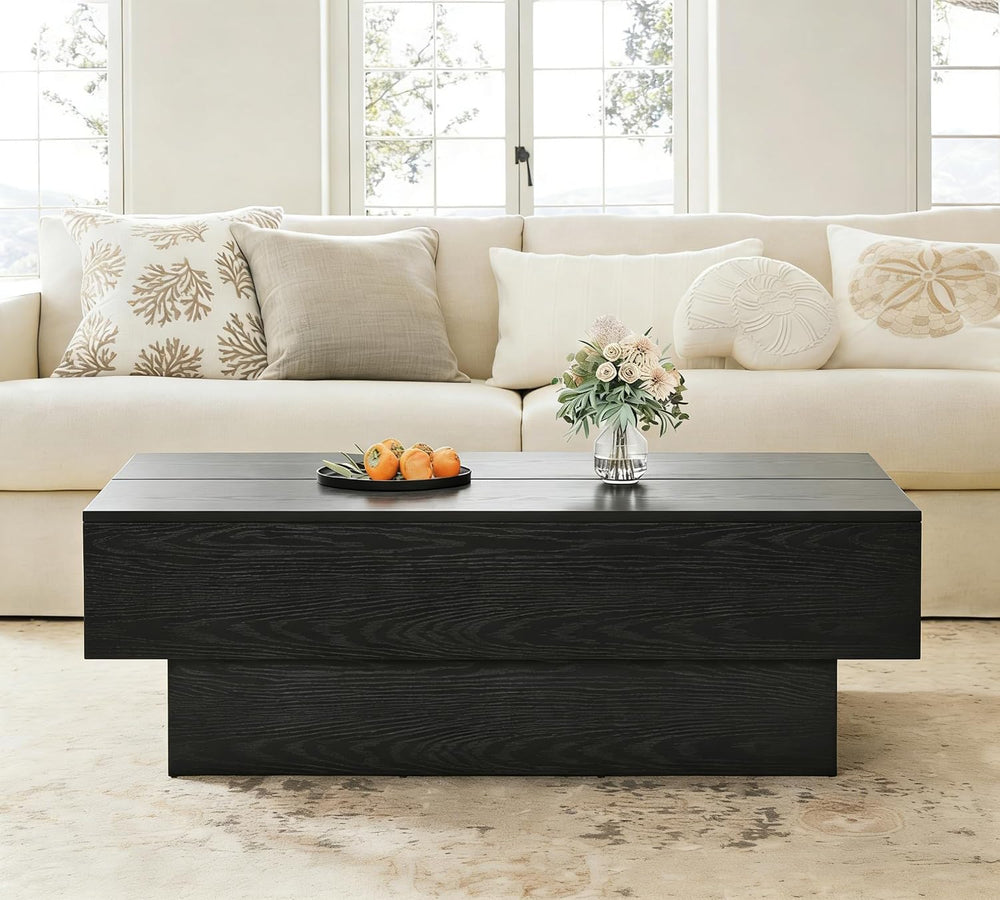 Tribesigns 55" Black Rectangle Coffee Table for Living Room