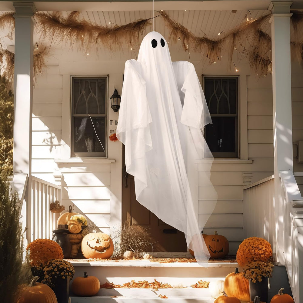 JOYIN 2 Pcs 47โ Halloween Light up Hanging Ghost Decorations Outdoor, Cold Wh...