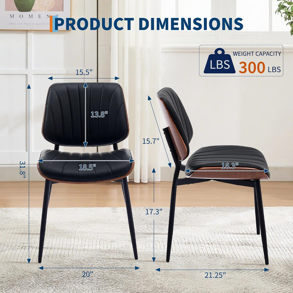 Garvee Dining Chairs Set of 2, Mid-Century Modern Upholstered Retro PU Leathe...