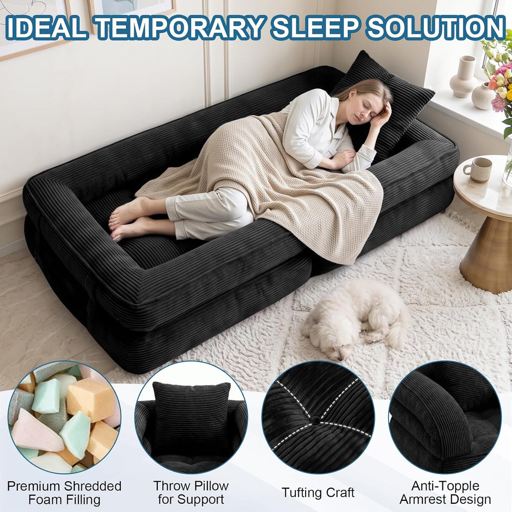 Folding Sofa Bed, 3-in-1 Convertible Sleeper Chair Bed with Pillow