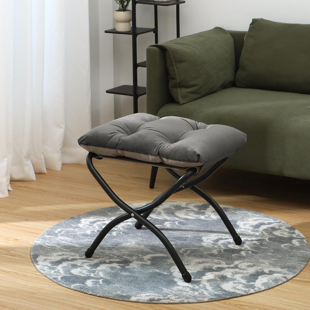 15"(H) Folding Ottoman, Set of 2, Foldable Footrest Stool, Small Foot St...