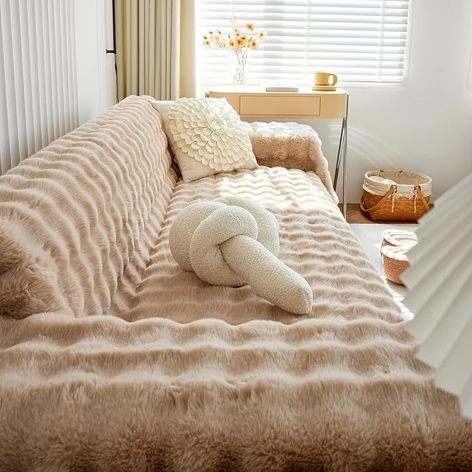 HANDONTIME Plush Sofa Slipcovers Washable Couch Cover
