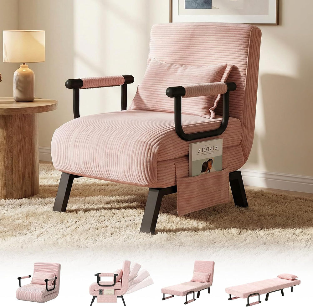 TYBOATLE Sleep Chair, Folding Sleeper Chairs for Adults (Pink)