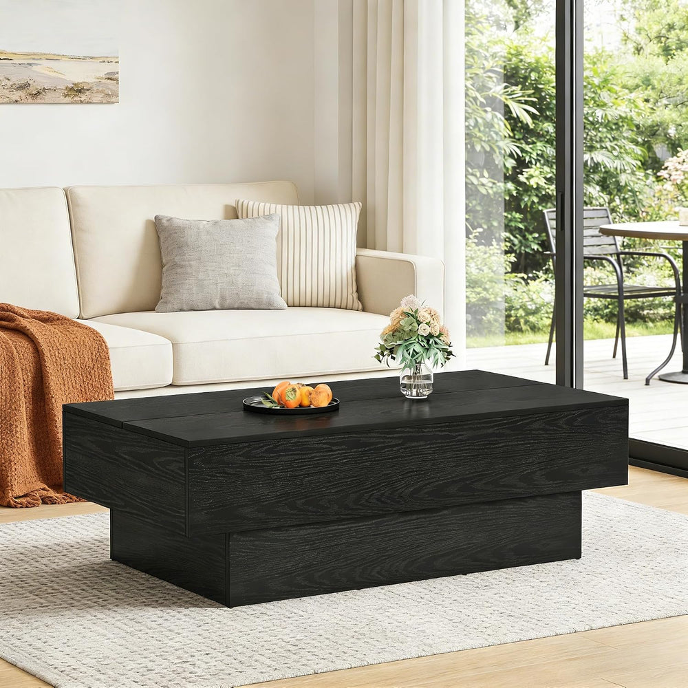 Tribesigns 55" Black Rectangle Coffee Table for Living Room