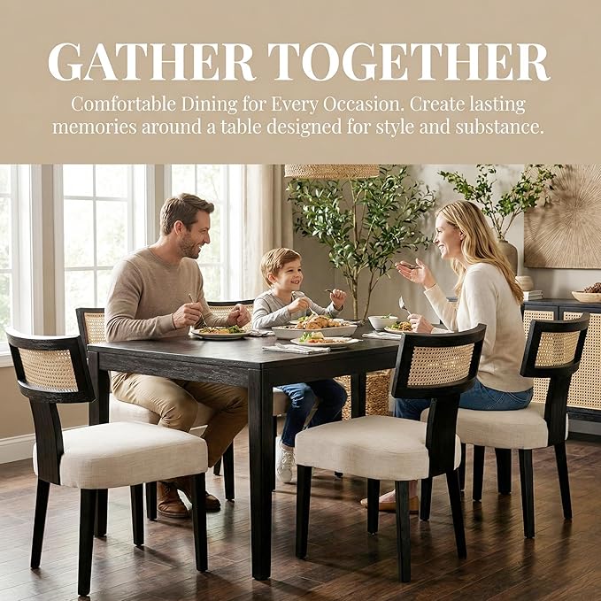 Upholstered Farmhouse Dining Chairs Set of 2 Mid Century Modern Dining Room C...