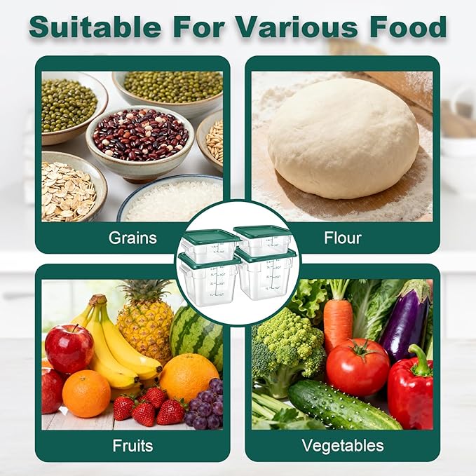 4 Pack 2QT & 4QT Food Storage Containers