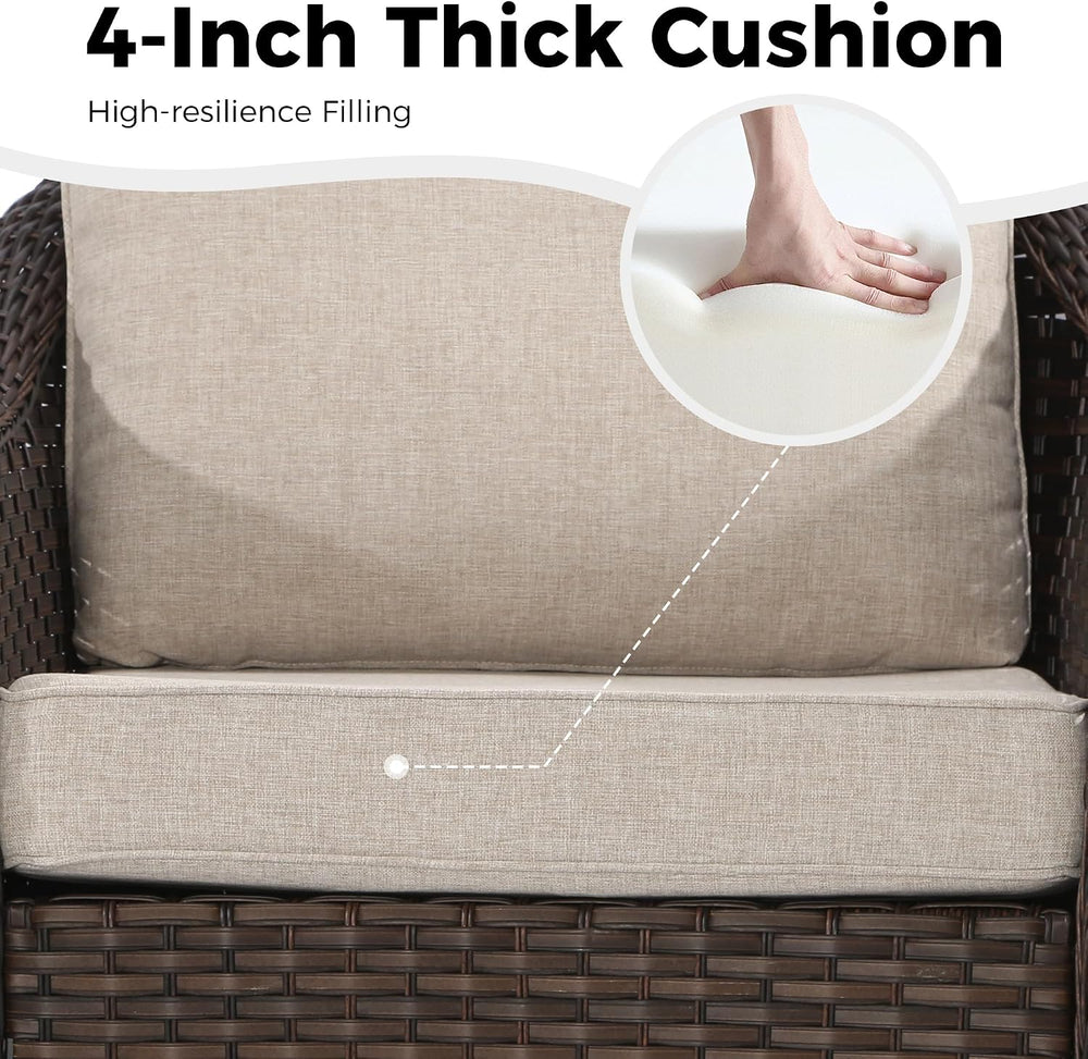 55 inch Outdoor Wicker 2 Seater Sofa, All-Weather Use Patio Rattan Loveseat w...