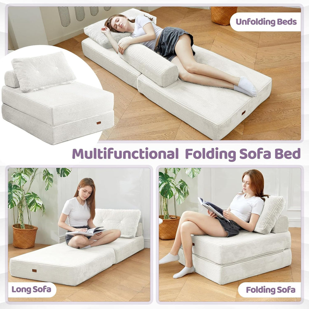 Folding Sofa Bed,No Wall Required Foldable Lounger for Apartment