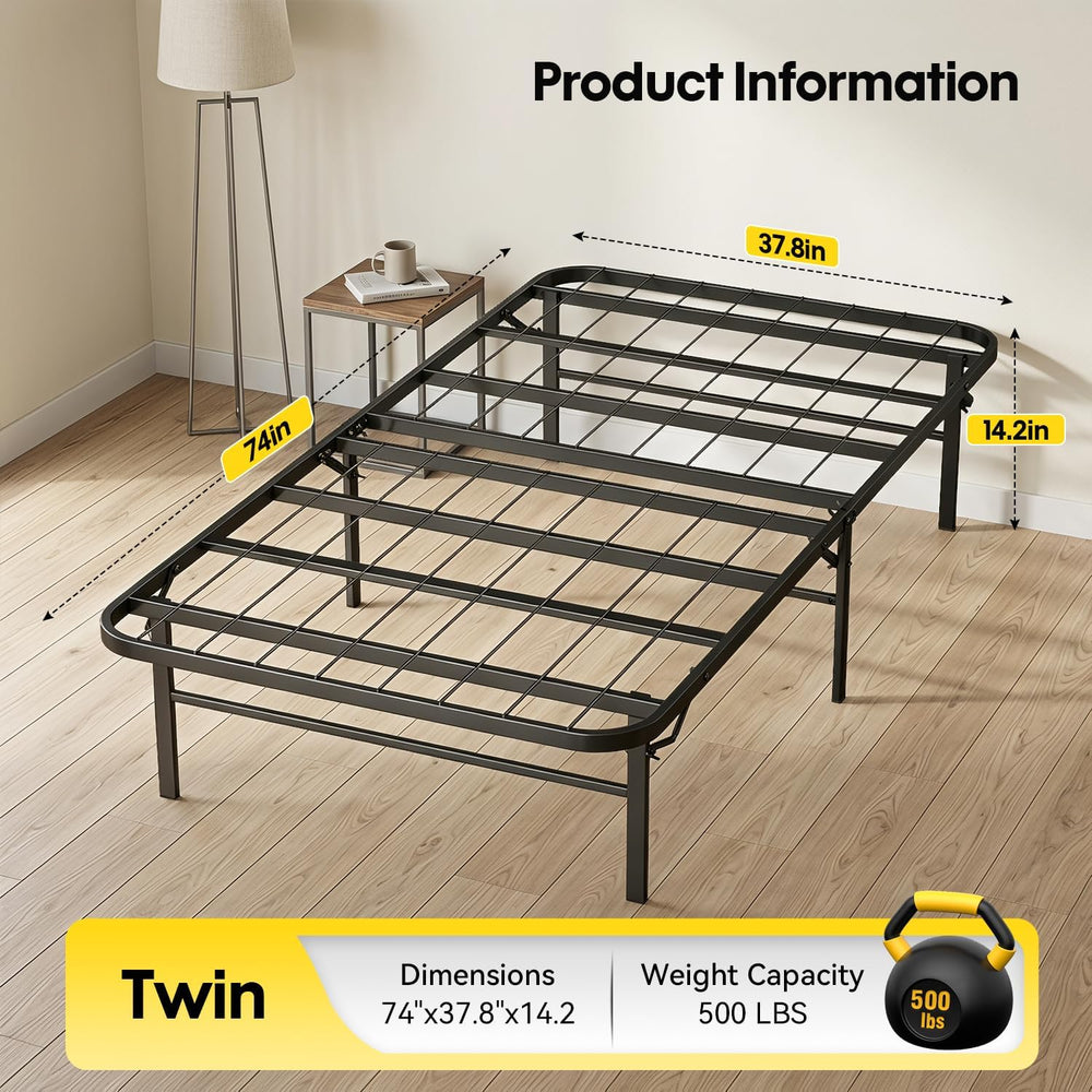 BestMassage | Twin Bed Frame | Metal | Heavy Duty Steel Slats with 6 Legs
