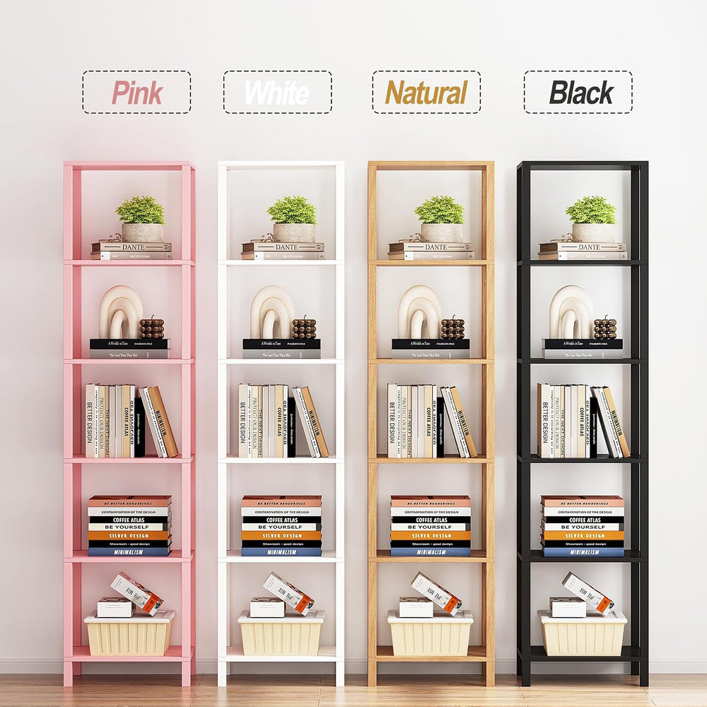 TUTOTAK Bookshelf, 6-Tier Tall Narrow Book Shelf for Small Space | 10.7 x 14....