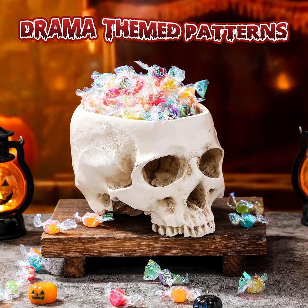 2 Pack Halloween Skull Planter, Antique White, Classic