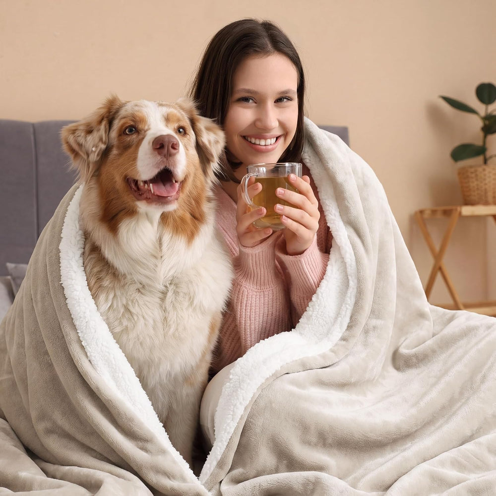 Bedsure GentleSoft Sherpa Fleece Twin Size Blanket for Couch, Non-Heated, Thi...