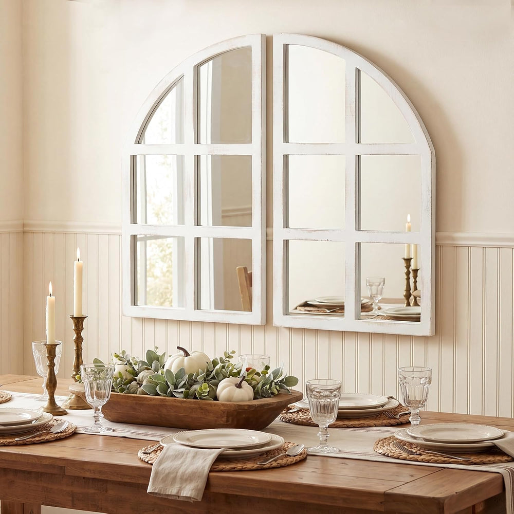 FLORA Farmhouse Mirror, Arch Window Entryway Large Wall Decor Mirror