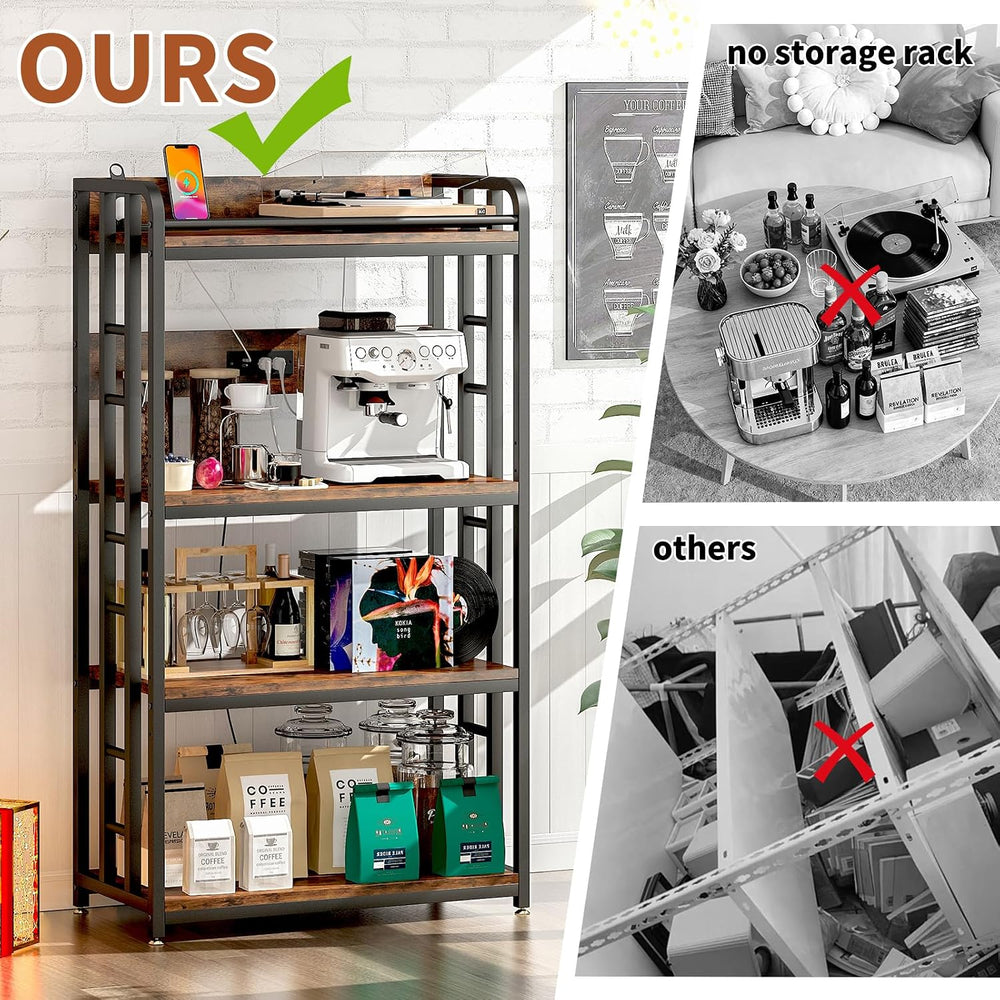 METYERRY Adjustable 4-Tier Heavy Duty Kitchen Baker's Rack with Power Out...