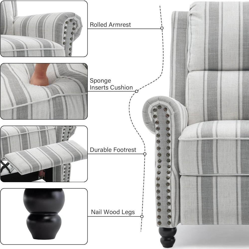 Recliner Chair, Modern Pushback Armchair with Adjustable Backrest & Footr...