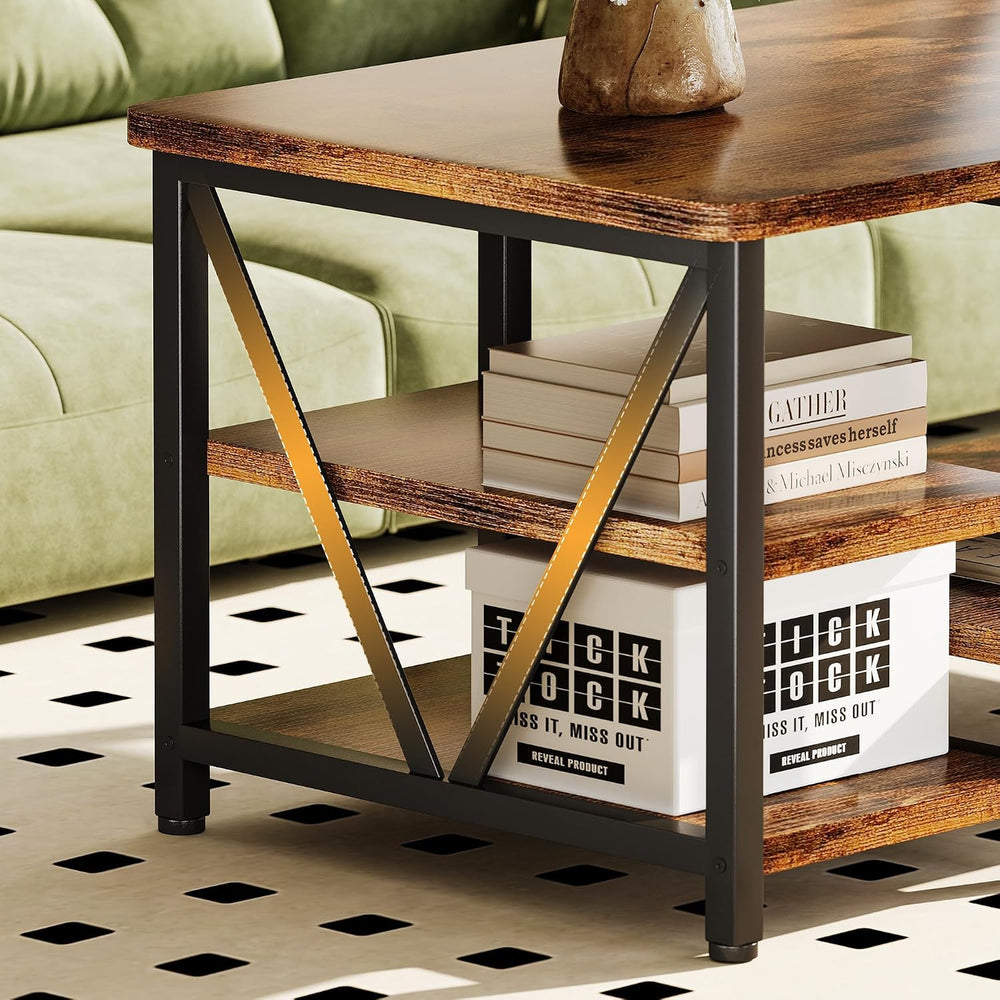 Coffee Table, 39.3" Farmhouse Coffee Table with Sturdy V-Frame Support