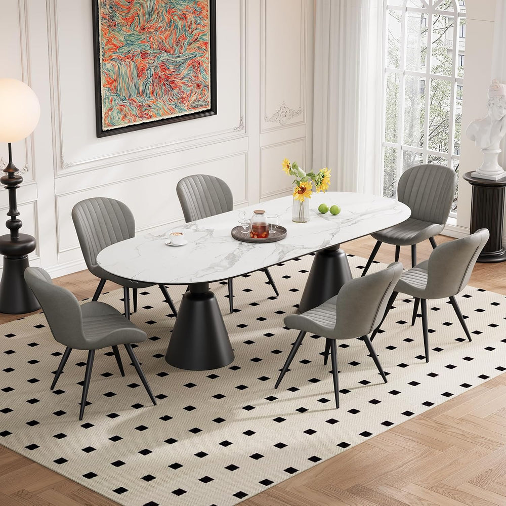 Dining Chairs Set of 6 Modern Fabric Dining Room Chairs Upholstered Dining Ch...