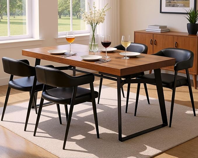 HNY Modern Dining Room Arm Chairs Set of 2, Retro Faux Leather Upholstered Ba...