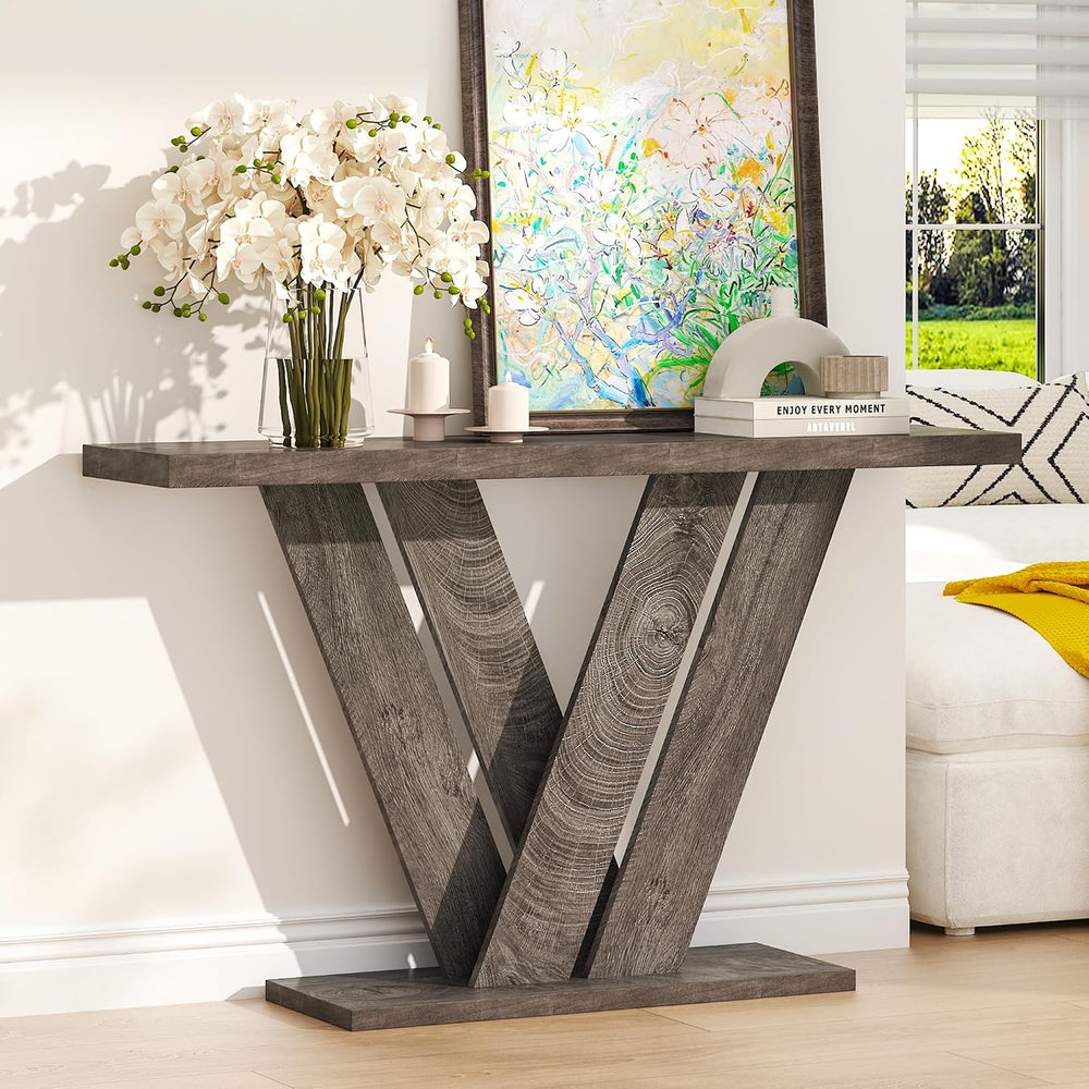 karlott 51" Console Table, V-Shaped Entryway Table, Wood Sofa Table Behi...