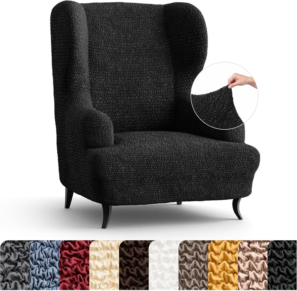 PAULATO BY GA.I.CO. Stretch Wingback Chair Slipcover 1-Piece – Bi-Elastic Win...