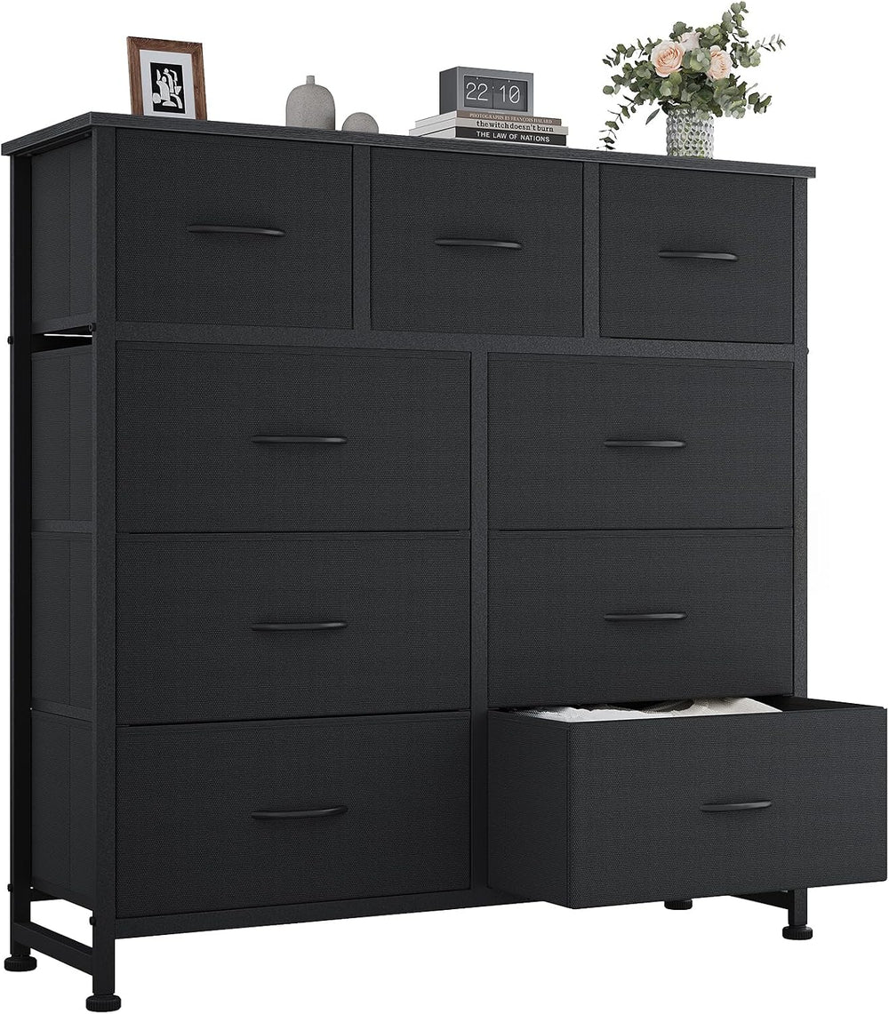 OLIXIS 9 Drawer Black Dresser for Bedroom, Closet Organizer Storage Tower