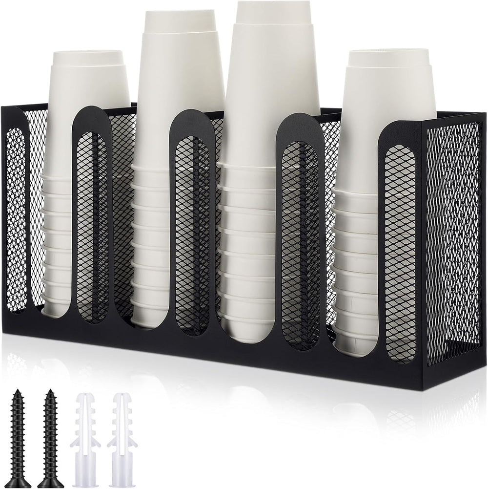 Maxcheck Metal Mesh Cup and Lid Holder Coffee Paper Cup Dispenser Lid Holder