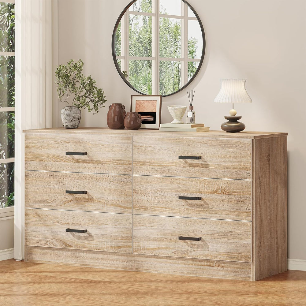 Dresser for Bedroom, 6 Drawer Double Dresser, Modern Chest of Drawers with De...