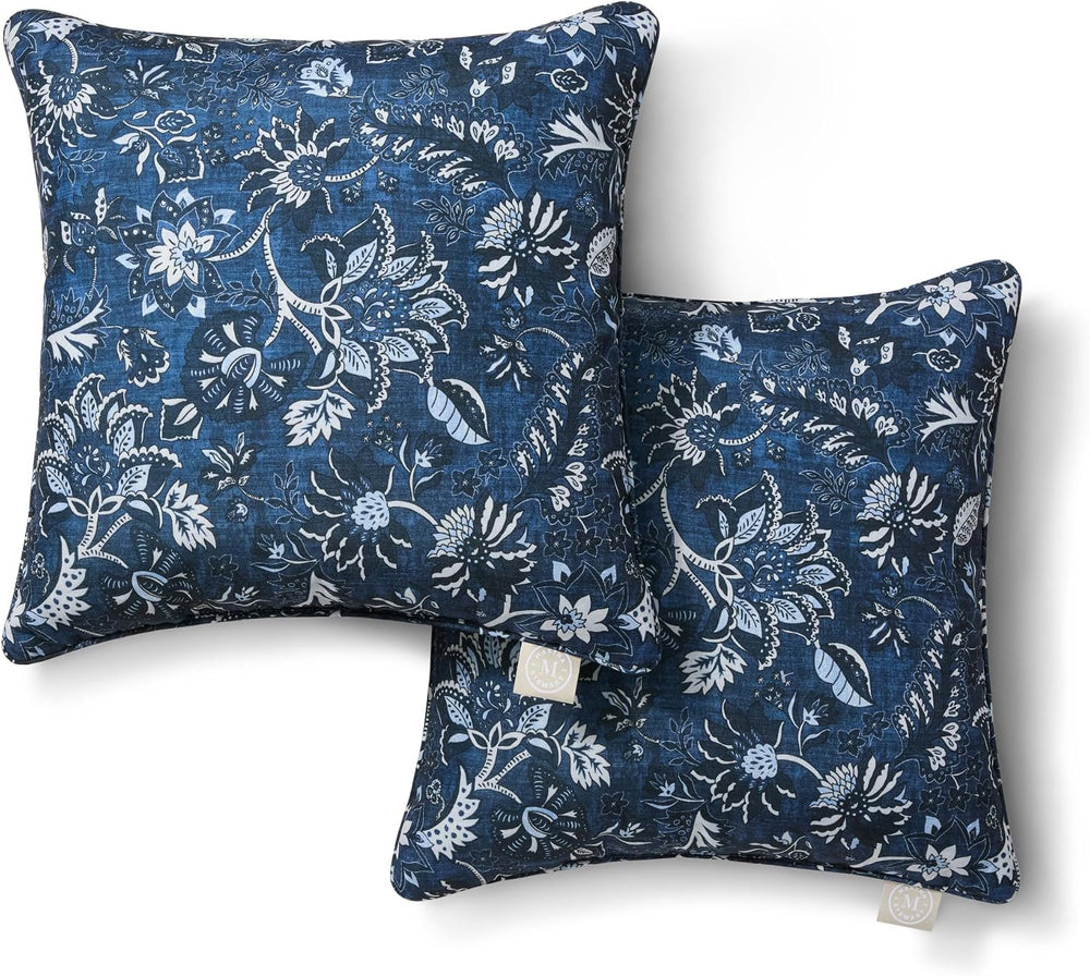 Martha Stewart Distressed Jacobean Indoor Outdoor Decorative Pillow 2-Pack Se...