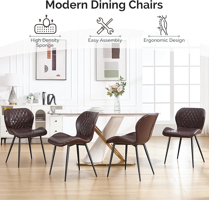 Dining Chairs Set of 2, Comfy Modern Dining Chairs with Thick Cushions, Uphol...