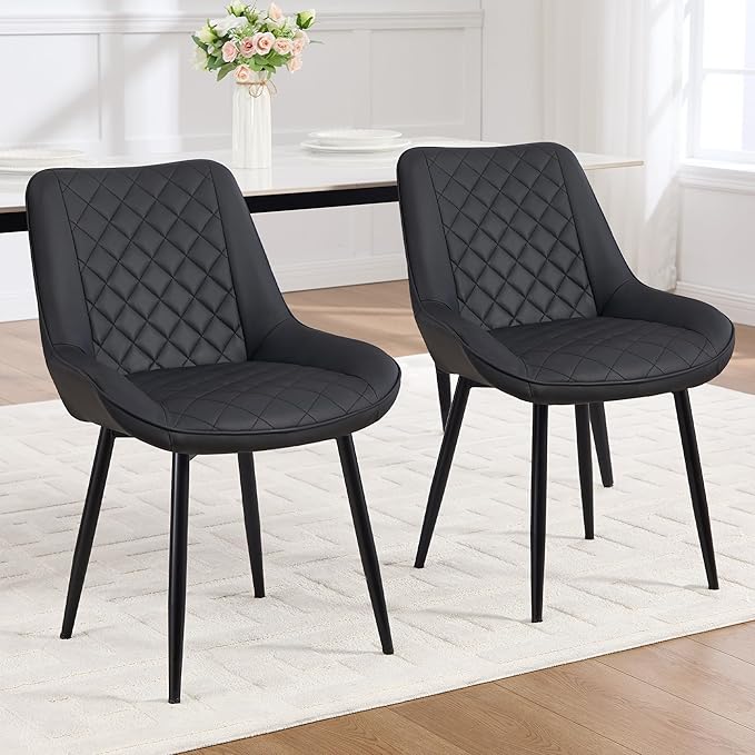 Dining Chair Set of 4, Modern Dining Chairs with Thick Cushions, Faux Leather...