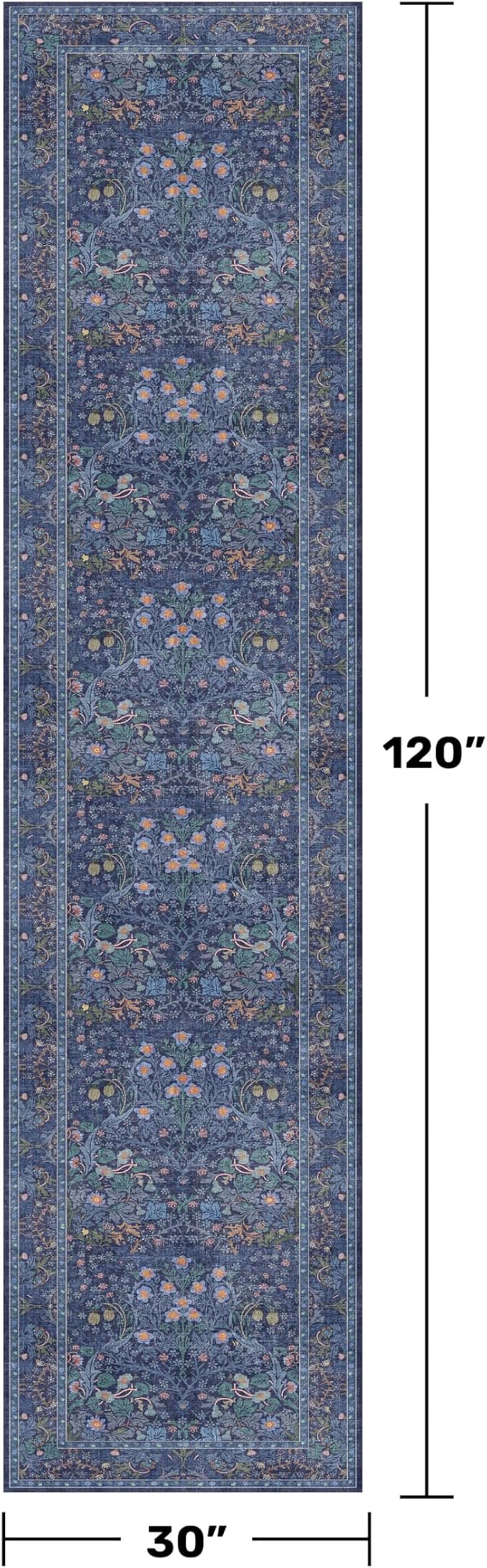Dark Blue 2'6" x 10' Long Runner Rugs