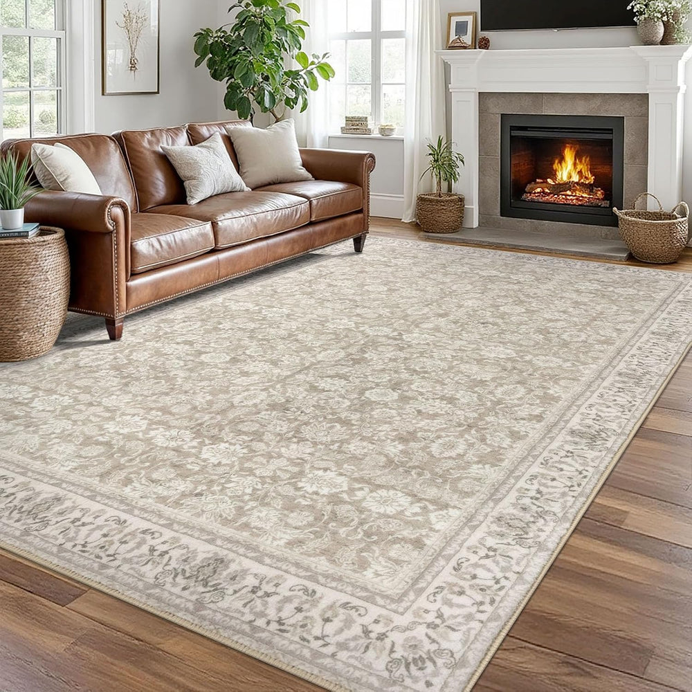 SIILOOM 8x10 Washable Area Rug, Non Slip Large Rug for Bedroom Living Room