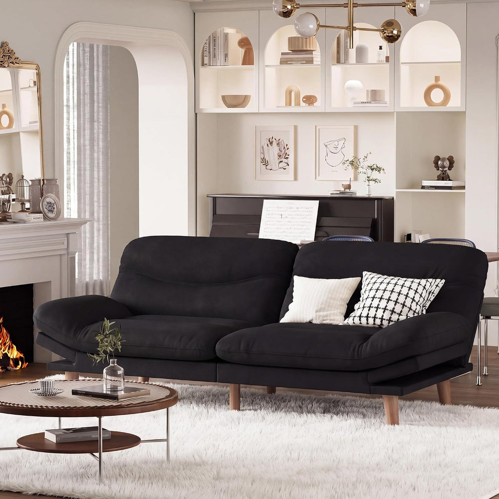 Homall 67'' Convertible Futon Sofa Bed, Modern Linen Loveseat, Black