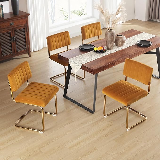 ONEVOG Orange Velvet Dining Chairs Set of 2, Upholstered Kitchen & Dining...