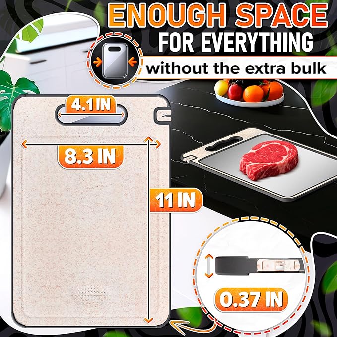 Double Sided Metal Cutting Board Titanium 14.3"x9.8"
